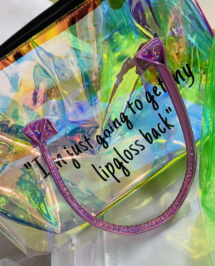 Wholesale Women Custom Iridescent Spennanight Overnight Waterproof Hologram Spend The Da Pvc Duffle Bag Clear Weekend Duffel Bag