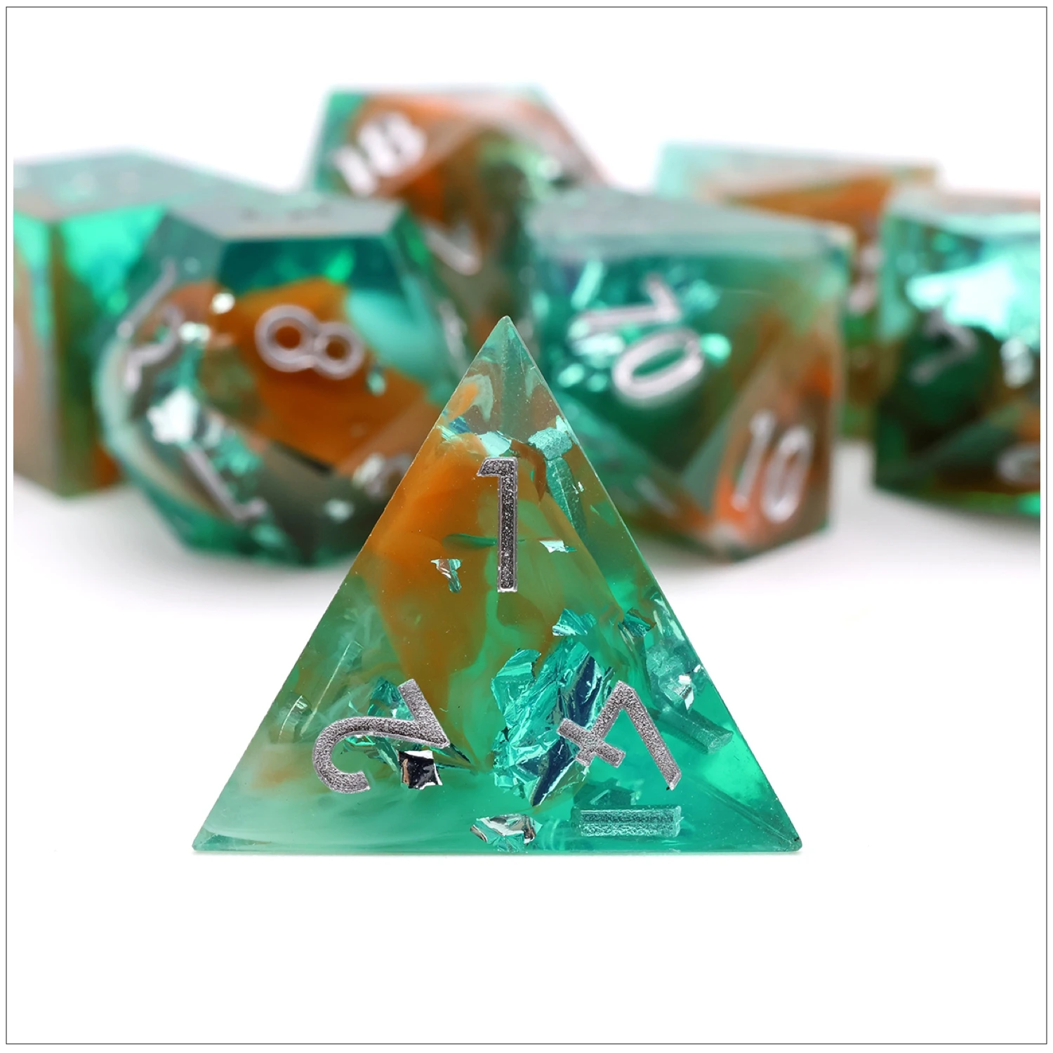 Sharp Edge Handmade Dice Set,Polyhedral Resin Role Playing DND Dice D4 D6 D8 D10 D12 D20 D100 for Tabletop Board Game Pathfinder
