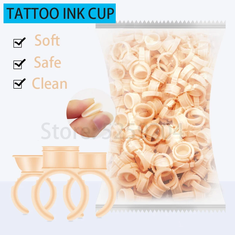 Silicone Permanent Makeup Ring Pigment Ring Tattoo Ink Eyebrow Lip Tattoo Pigments Holder Rings Container Cup Eyelash Extension