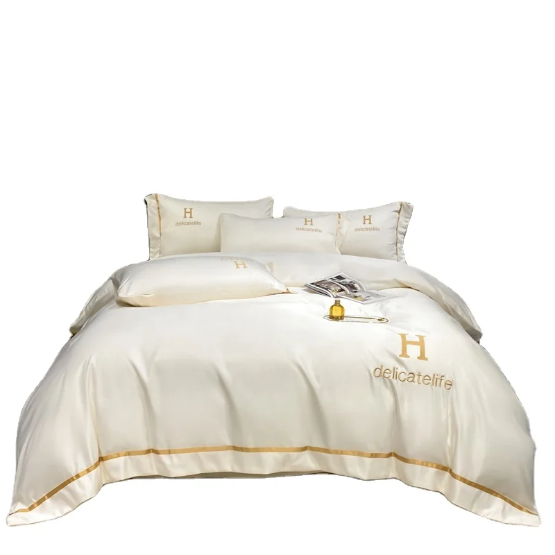 Factory Wholesale solid color Mulberry Silk Bedding Set Pure Mulberry Silk Duvet Cover 100% Pure Silk Sheets