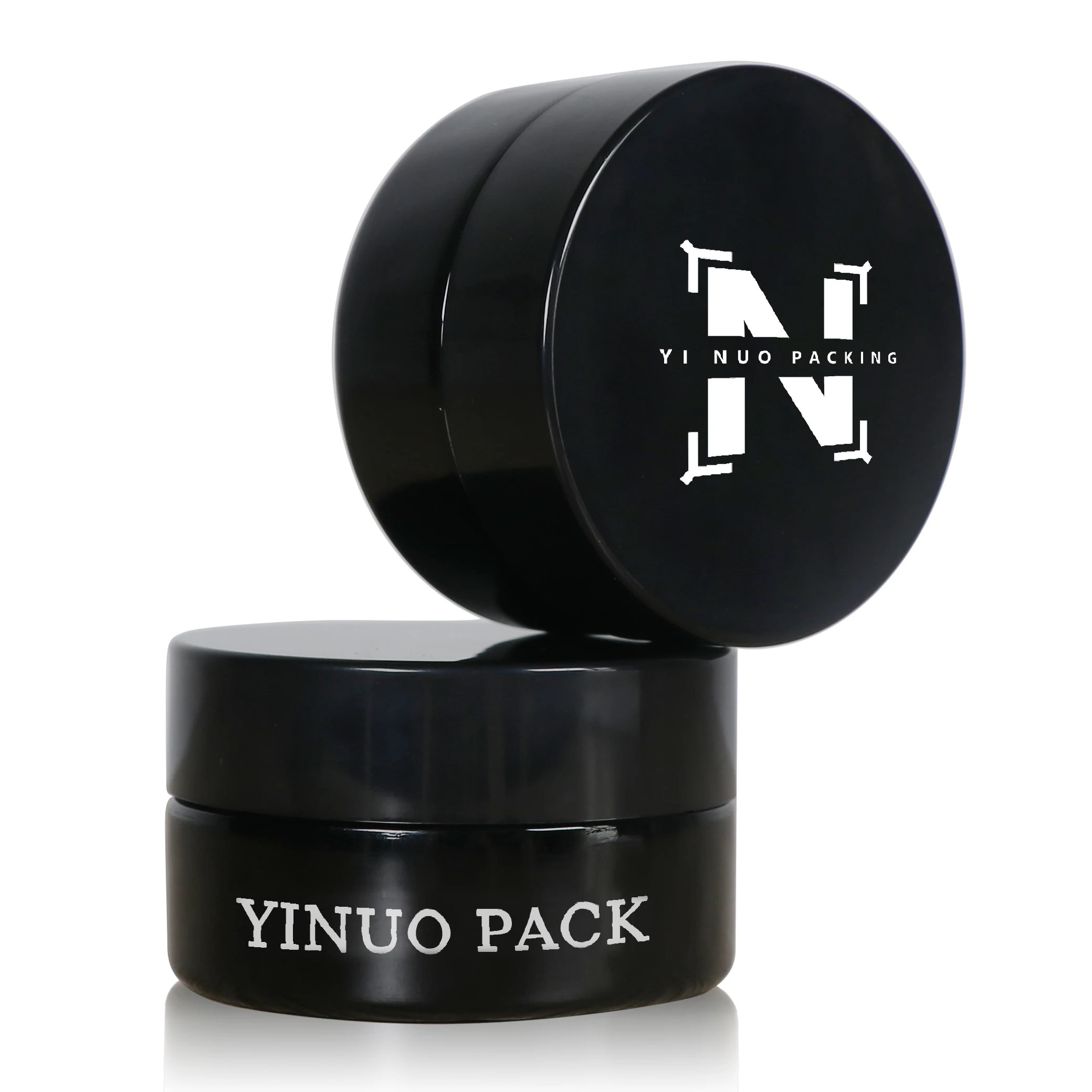 Wholesale 30g black uv tall round violet shorter fatter  screw top smell proof wide mouth storage stash glass jars with ABS