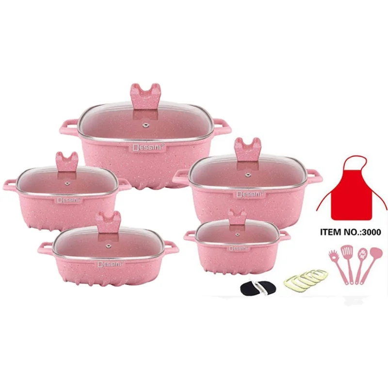 Hot 22 Piece Non-Stick Pot Set with Medical Stone Marble Coating and Aluminum Construction Maifan Stone Soup Pot