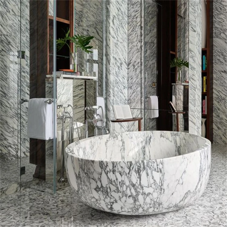 Newstar Big Bath Tub Bathroom Freestanding Black Marble Bathtub Travertine Bathtub Bathing Tub for Adults