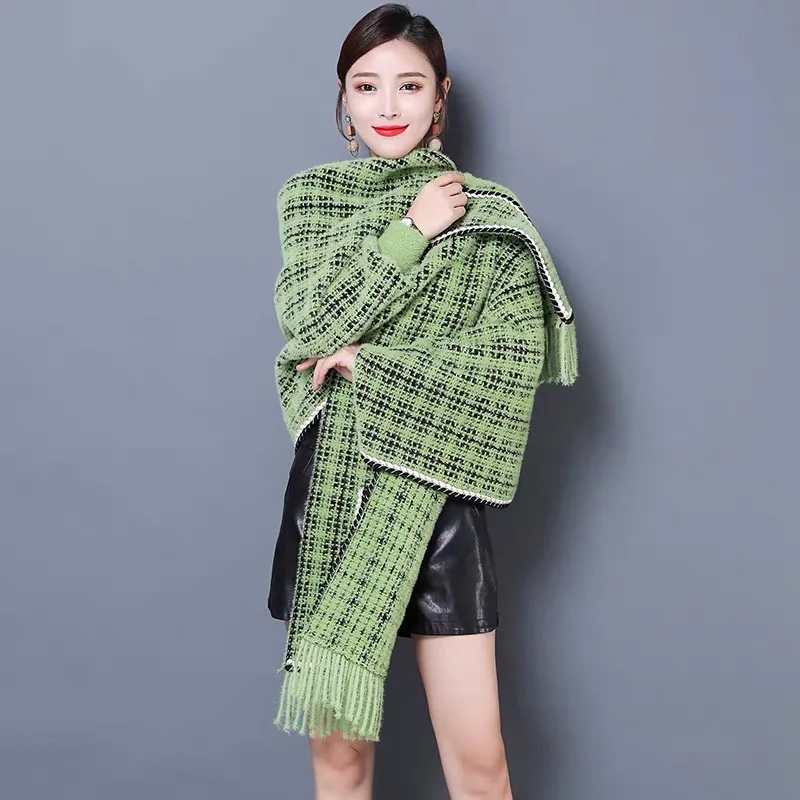 2022 autumn winter thick warm cashmere scarves shawls blanket scarf for women lady
