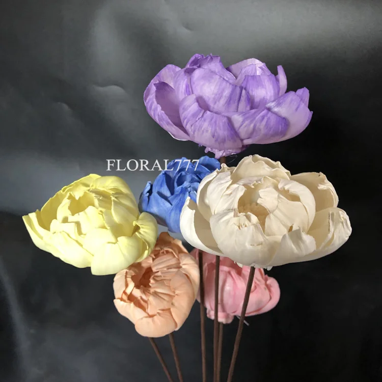 Various Size Dried Flowers Fragrance Handmade Chrysanthemum Peony Daisy Sola Wood Flowers