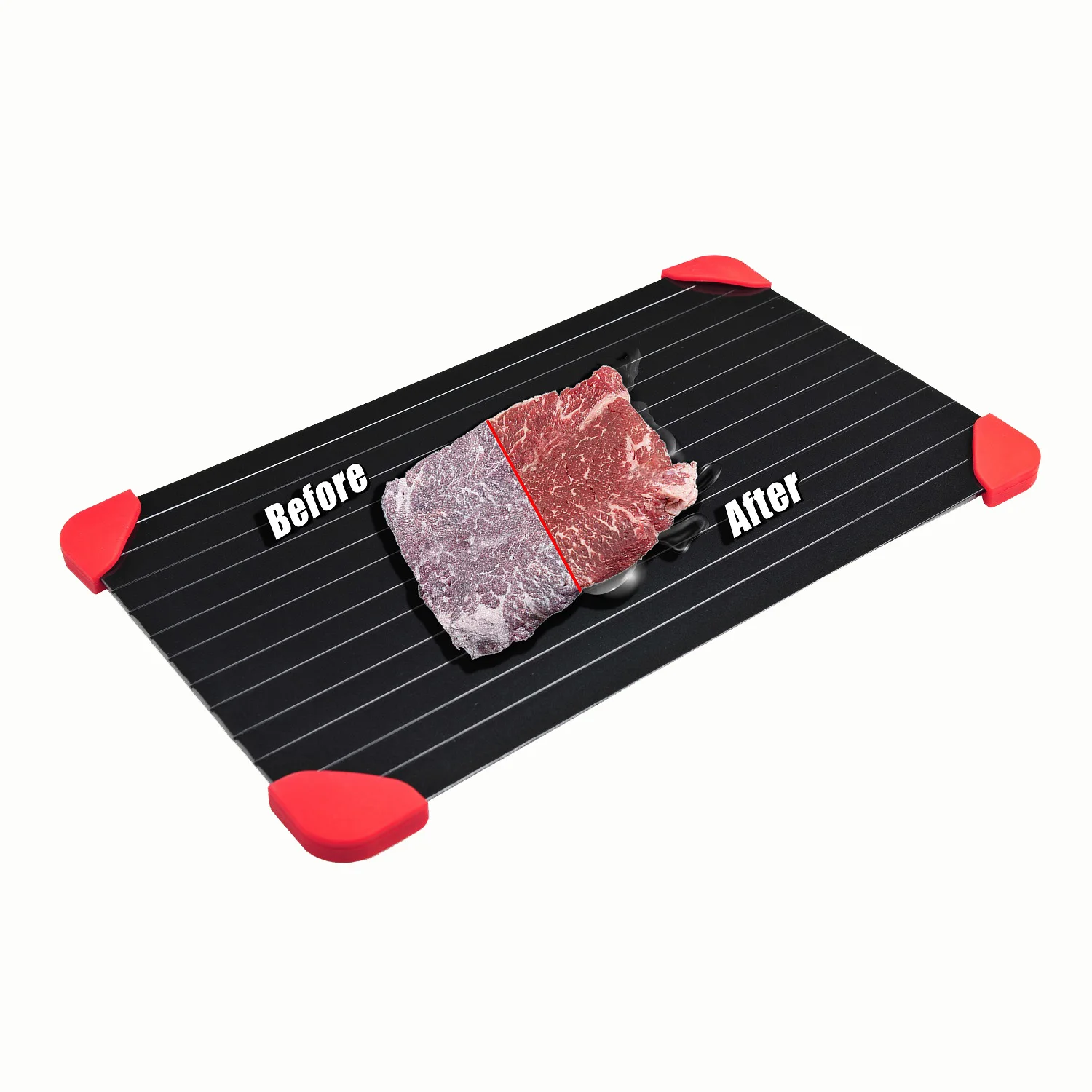 Fast Defrosting Tray Aluminum Thawing with Silicone Meat Rapid