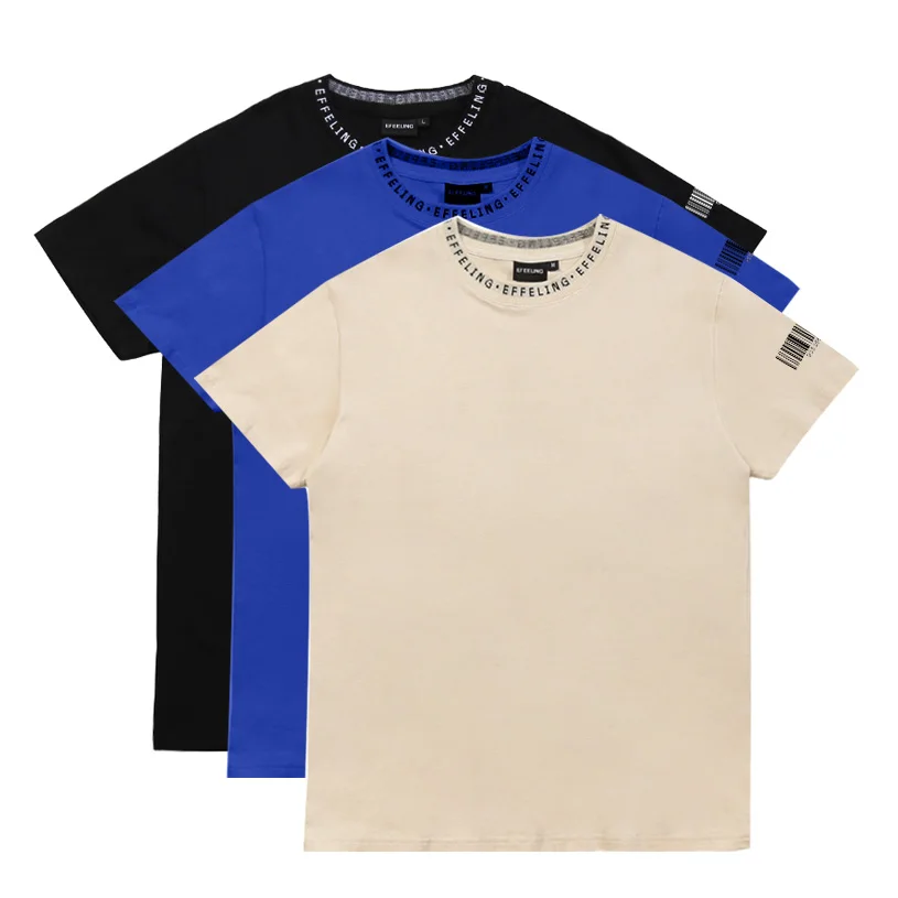 Custom Logo Jacquard Collar Tee Collar Rib Jacquard Brand Logo T shirt Mens