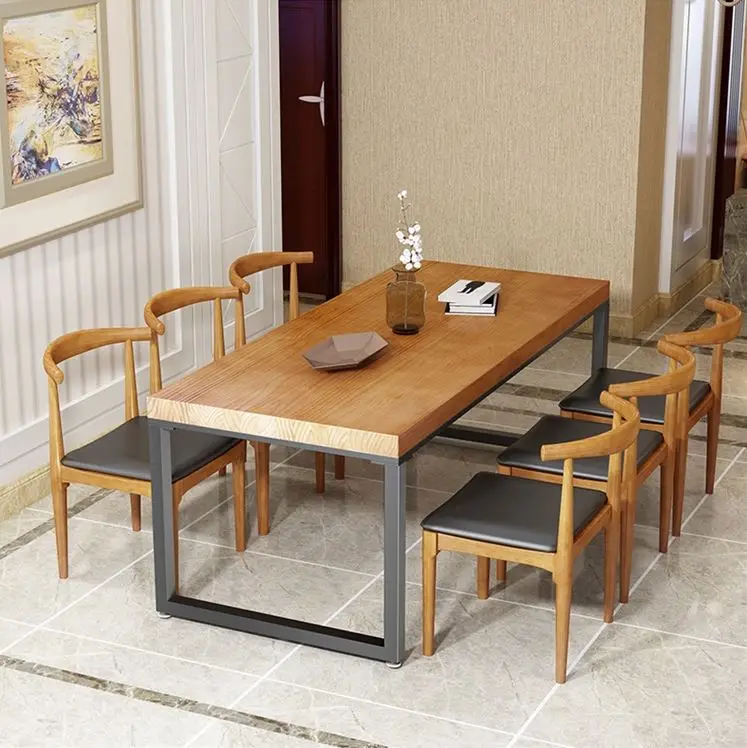 Solid wood dining table Malaysia imported rubber wood dining room furniture 1 table 4 chairs 6 chairs combination