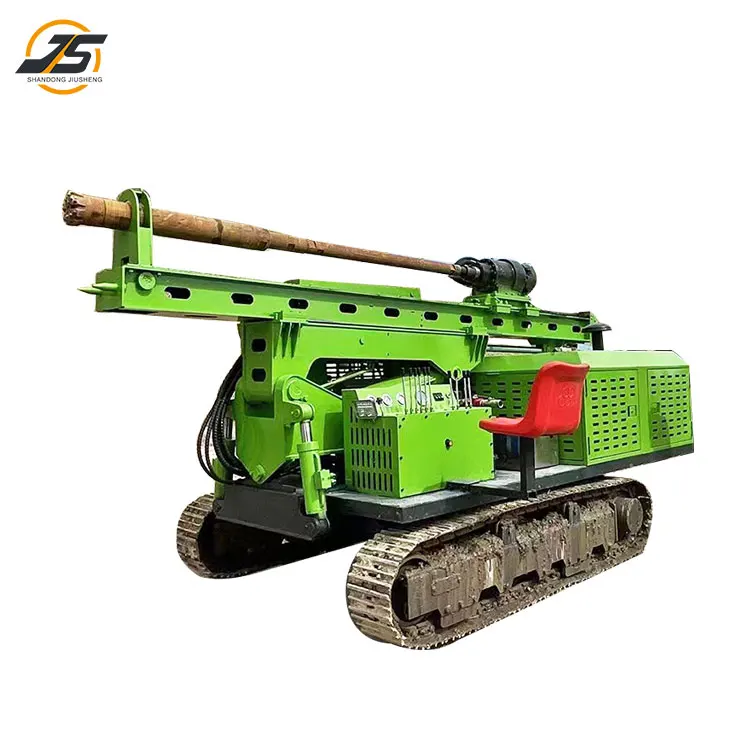 360 degree rotating solar powered drilling rig with hydraulic drilling hole and spiral drilling rig