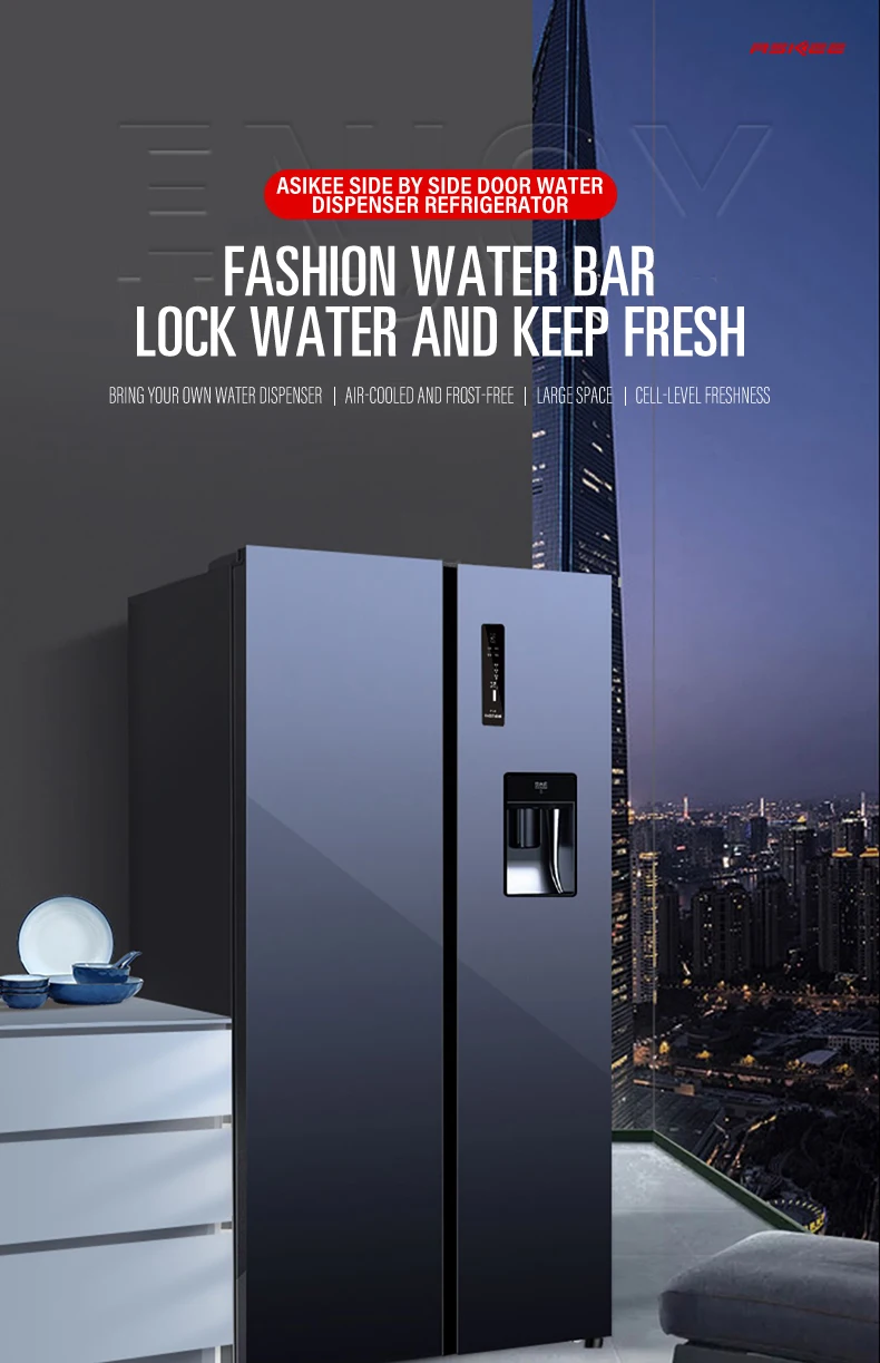 side by side door Frost Free water dispenser refrigerator for US family