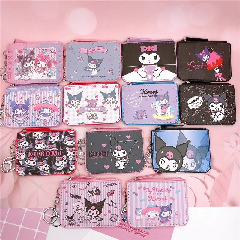 Sanrio Cartoon Coin Purse Kurumi Cinnamoroll Dog Work Badge Sleeve Work Card Sleeve Badge with Key Ring Coin Card Bag Wallet