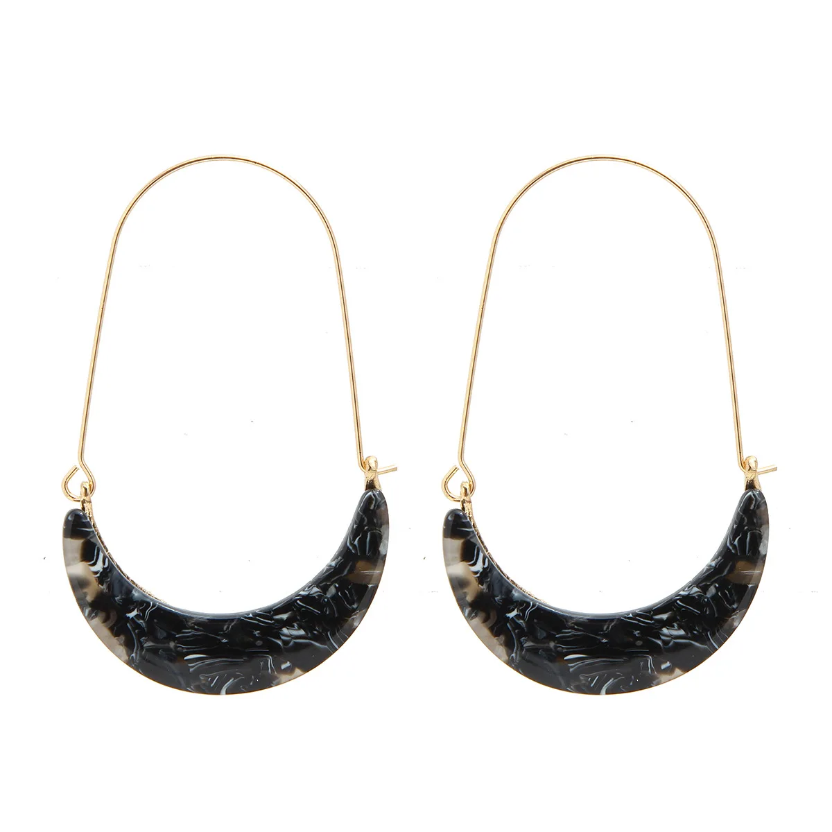 
Wholesele Lancharmed U Shaped Resin Hoop Earrings Acetate Leopard Earrings for Women 