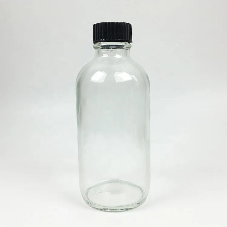 1oz 2oz 4oz 8oz 16 oz amber glass dropper bottle Boston Round bottle with Black Poly Cone Cap for Potion, Juice, Oils