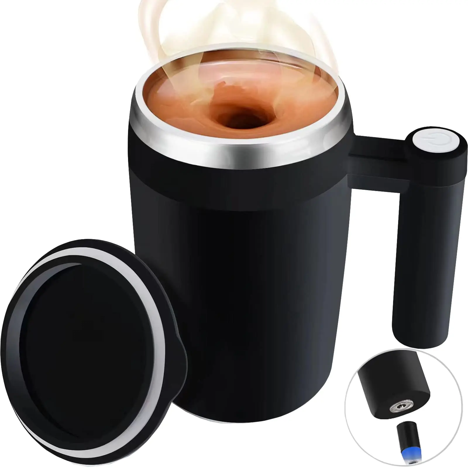 Automatic Magnetic Self Stirring Mixing Coffee Cup Travel Stainless Steel Coffee Mug With Lid