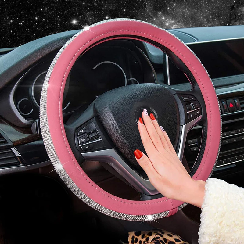 Лидер продаж от производителя универсальные автомобильные аксессуары из кожи и ПВХ с блестящими бриллиантами для женщин девочек кожаный чехол