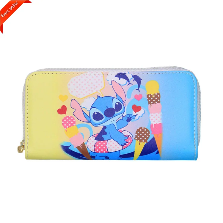 2022 NEW Fashion Wallet Stitch Lilo Cartoon Zipper Large Capacity Soft PU Leather Wallet Girl Boy