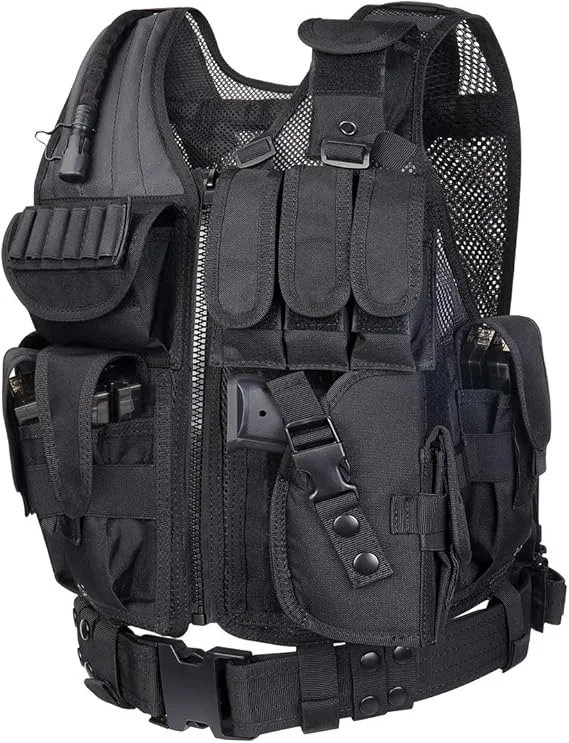 Adjustable tactical equipment for training air guns, lightweight modular 3D breathable quick release vest