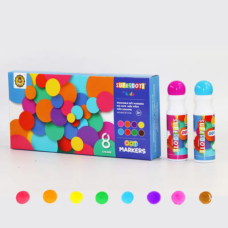 2023 New 8 Colors 12 colors Easy Washable Paint Dot Bingo Marker With Big Capacity For Kids USE