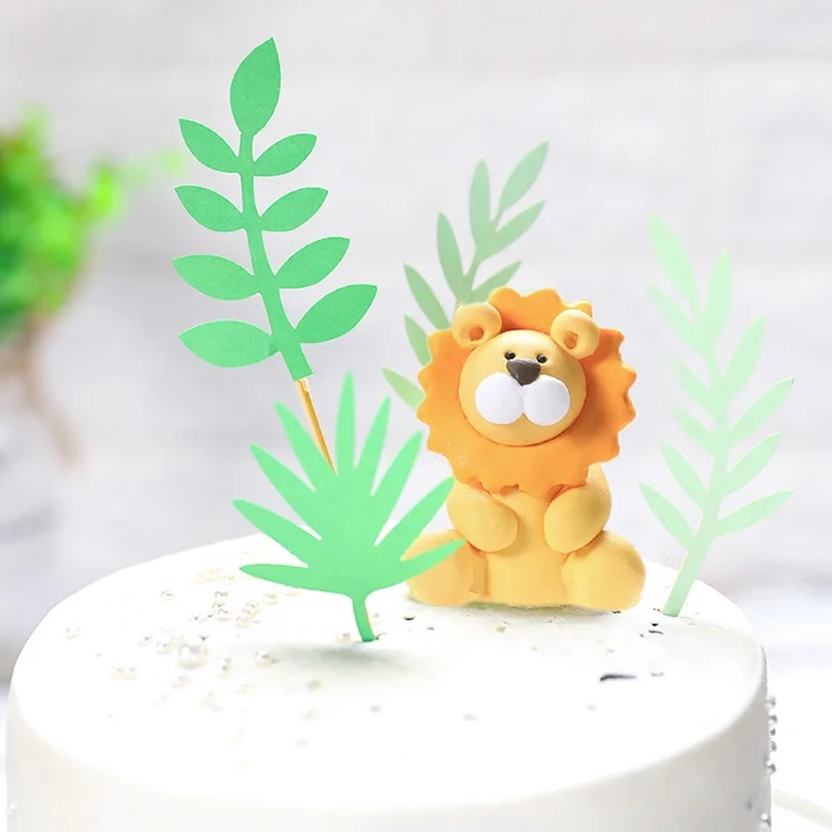 
New happy birthday party cake topper cute lion cake topper resin polymer clay lion cake toppers 