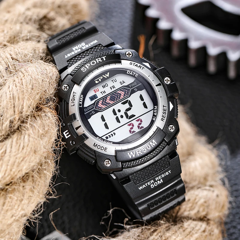 Digital Movement Sports LCD Wrist Watch 3ATM Water Proof Digital Wristwatch
