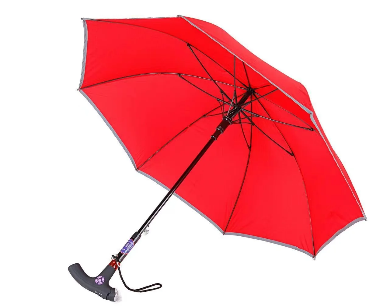 Auto Open Handle with Advantages of Led Safe Style Walking Stick Straight Umbrella With LED Light for Old People