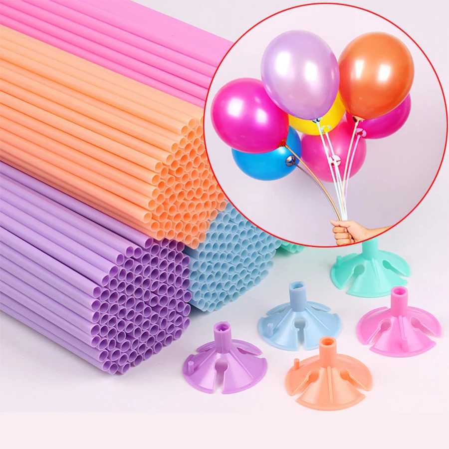 100pcs plastic 32cm 40cm Latex Balloon Stick and cup Macaron Balloons holders Rods Wedding Party balloon stick holder for foil