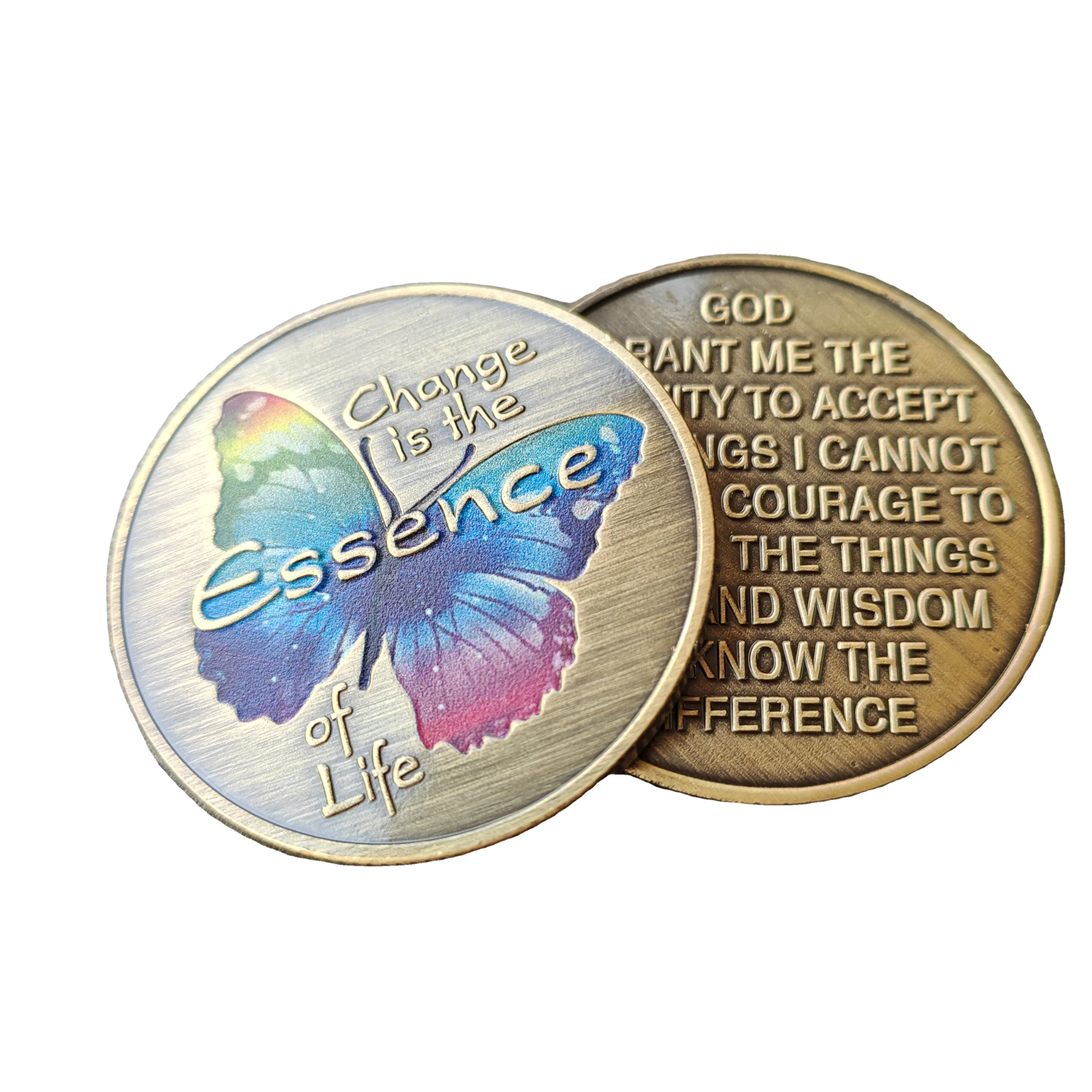 Butterfly Blue Bronze Commemorative Coin New 3D Color Printing Metal Craft Breaks Cocoon into Lucky Coin