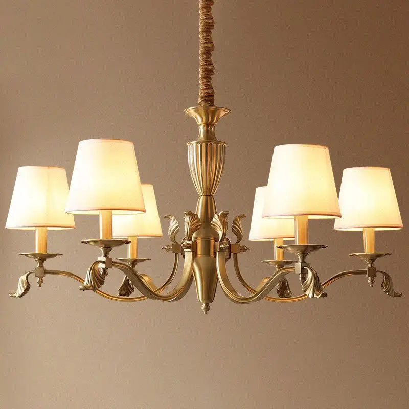 PD287981Modern Brass Candelabra Chandelier Empire Shade Copper Pendant Light For Living Room