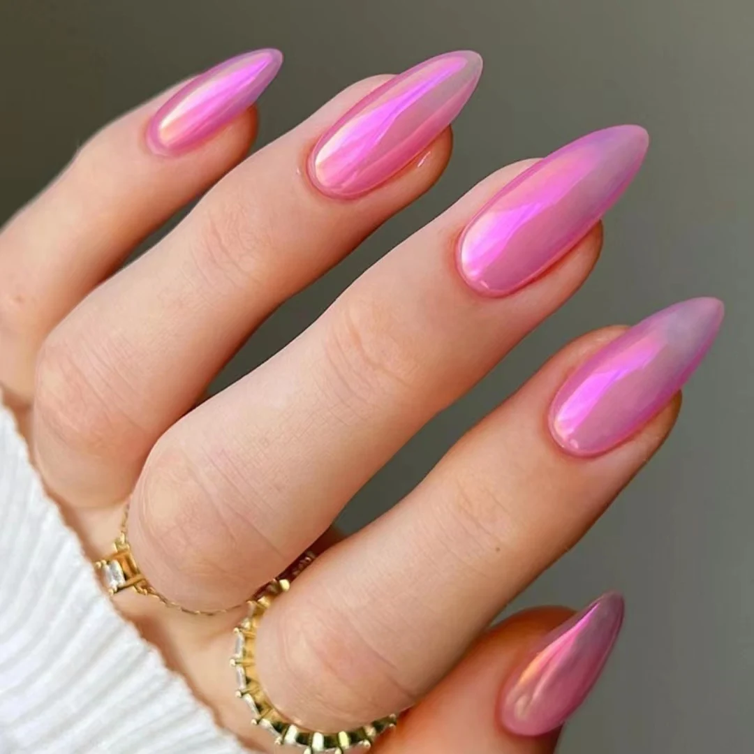 Nail Supplier Wholesale Price Designed Chrome  Oval Shape Salon Quality Faux OnglesPress On Nails
