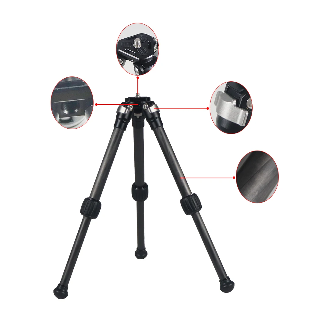 Carbon Fiber Tripod Extended Professional Table Stand Camera Live Tripod Adjustable Height with 1/4 Screw Tripod for SLR Camera