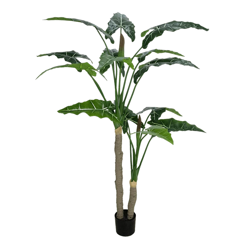 Senmasine Factory Green Plastic Bonsai Potted Plants Artificial Alocasia Tree for Indoor Home Decorative