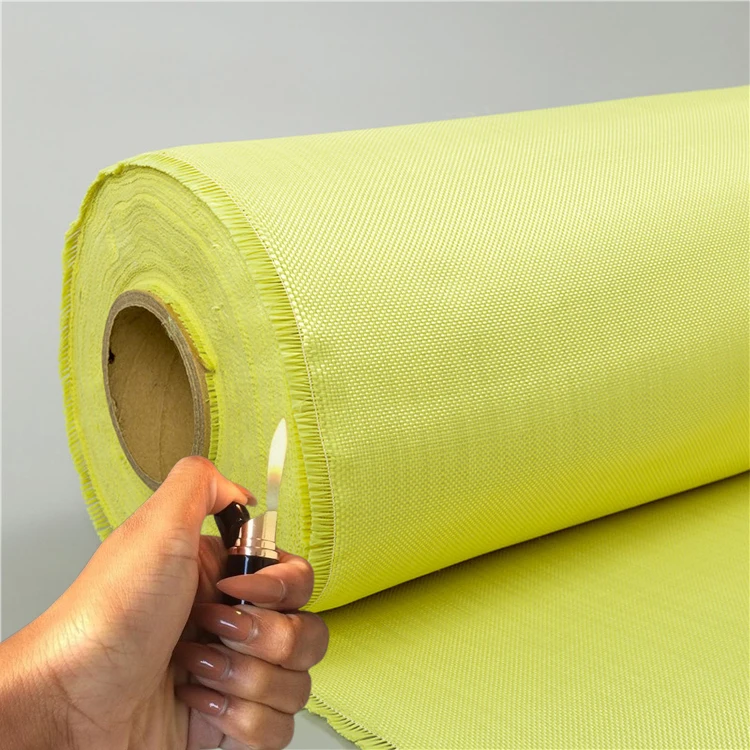 Fire Fighter Garment Fabric 1500d 220gsm Plain Woven Kevlars Fabric Yellow 100% Para Aramid Factory In-Stock Fabric
