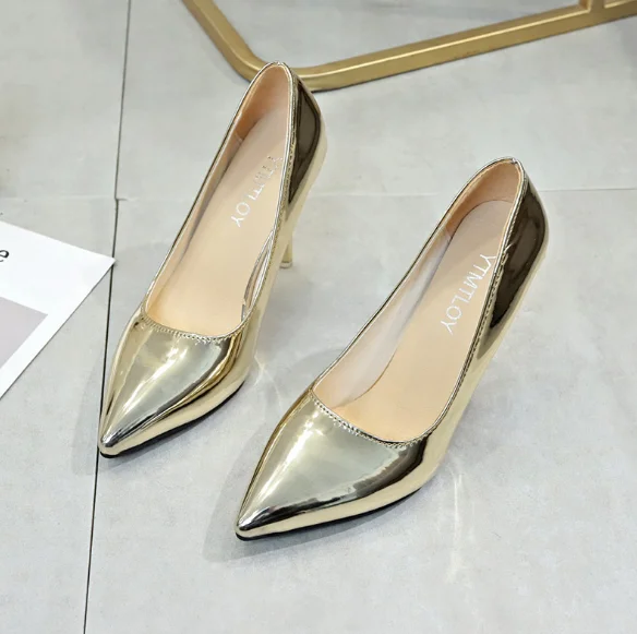 SC001 New Spring and Summer latest design fashion cusp elegant gold silver high-heel shoes