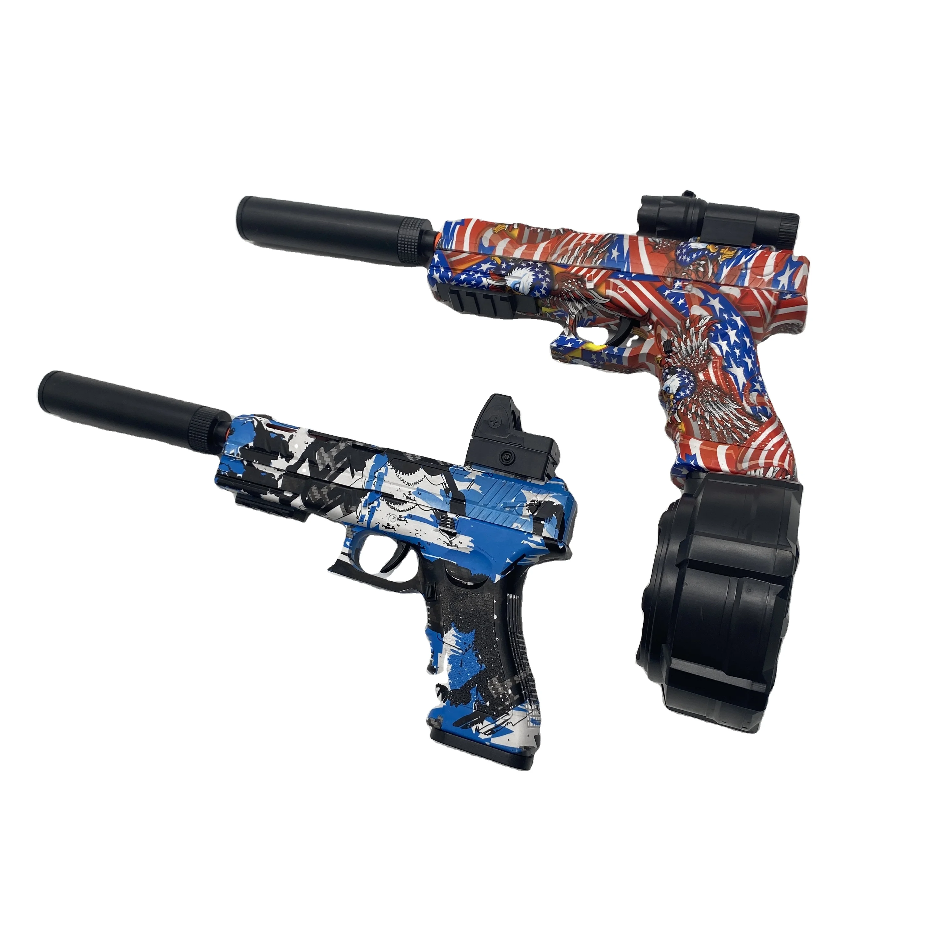 2023 In stock New electric plastic pistol toy gun boy gel bead blaster clock gun toy  manual and automatic 2-in-1