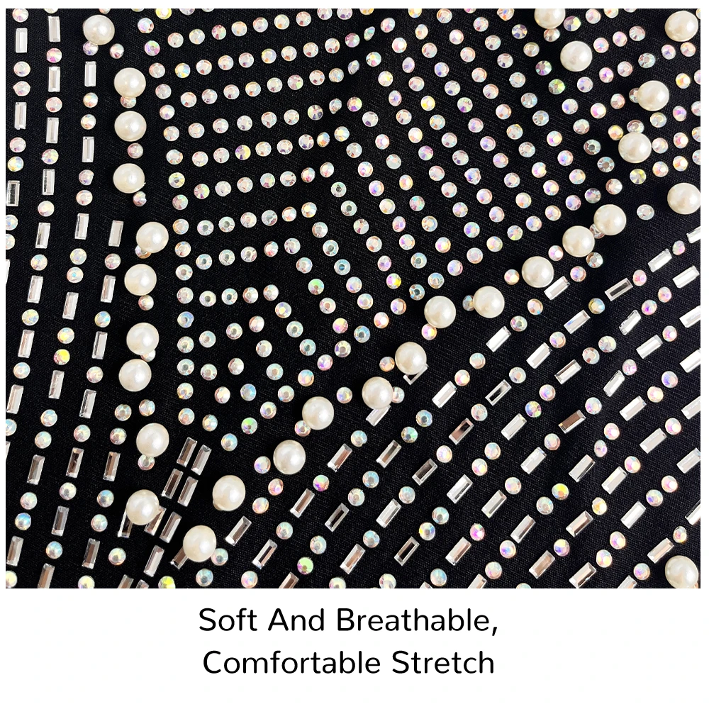 2024 NIKBK Deluxe Beaded Ball Gown Prom Dress Long Sleeve Microtransparent Openwork Performance Dance Clothes Sexy Club Style