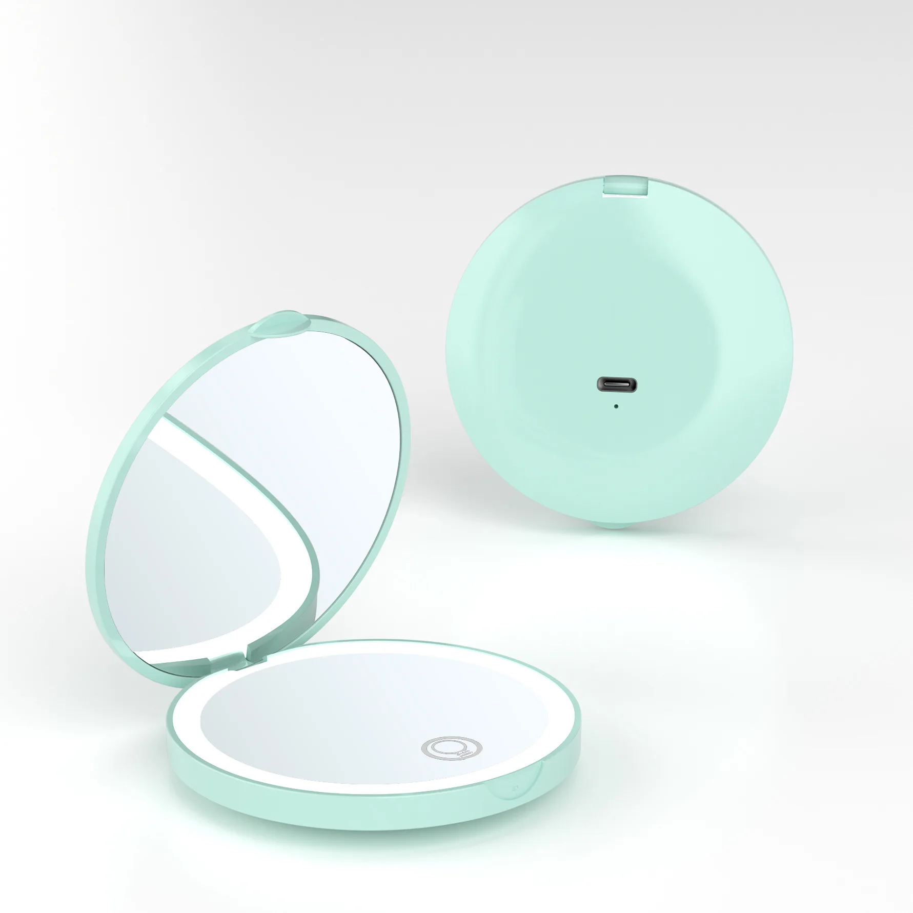 Compact Mirror with Light Magnification LED Pocket Mirror with USB Data Cable Mini Mirror for Purse, Pocket,Travel & Present