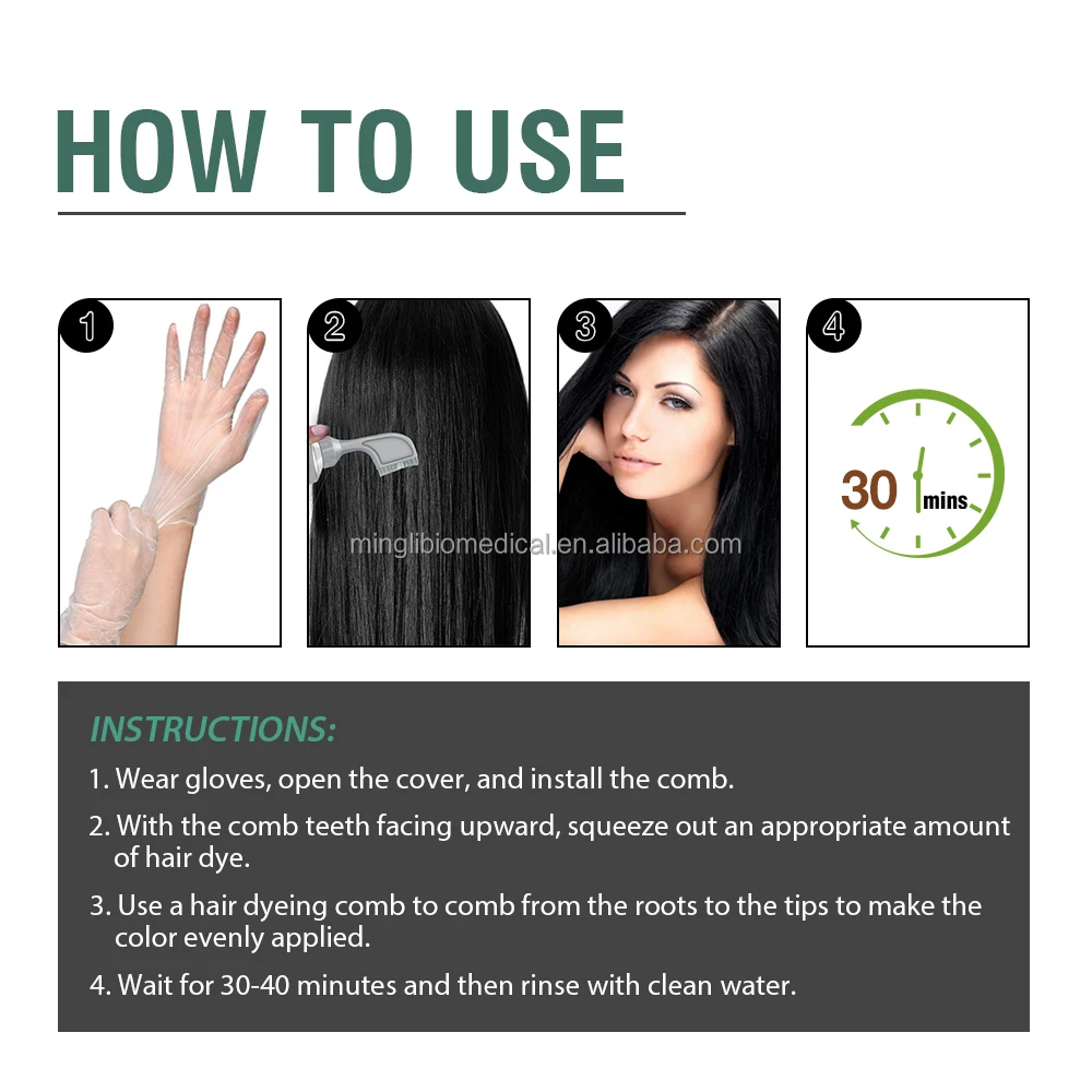 Wholesale Hair Dye Manufacturers Magic Touch up Black Hair Dye Cream Natural Fruit Dye with Black Hair Function Comb Included