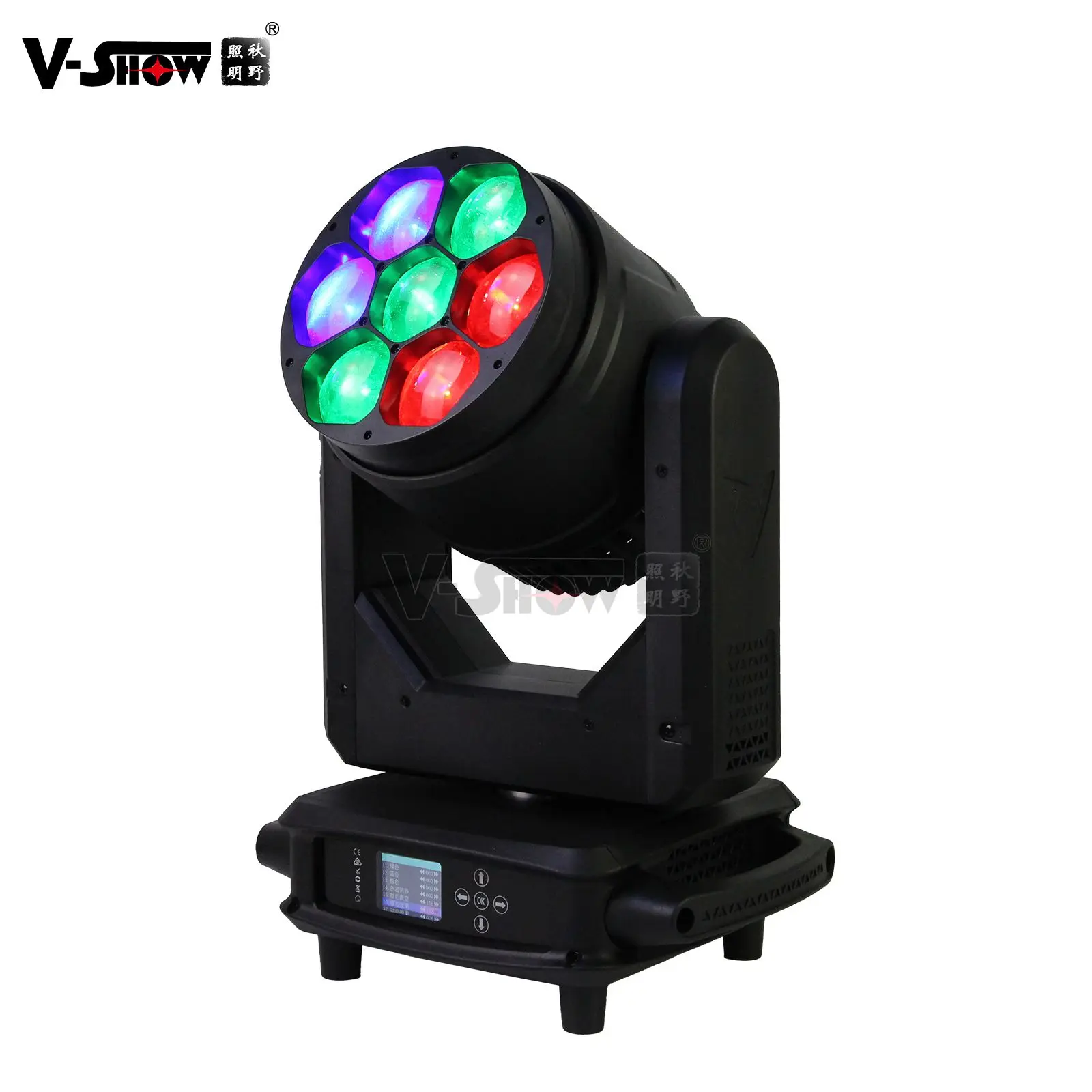 VSHOW R740L DMX Splash Lights R740L 7pcs 40w Beam Wash Zoom Light led Stage Lighting RGBW 4in1 Moving Head Fixture