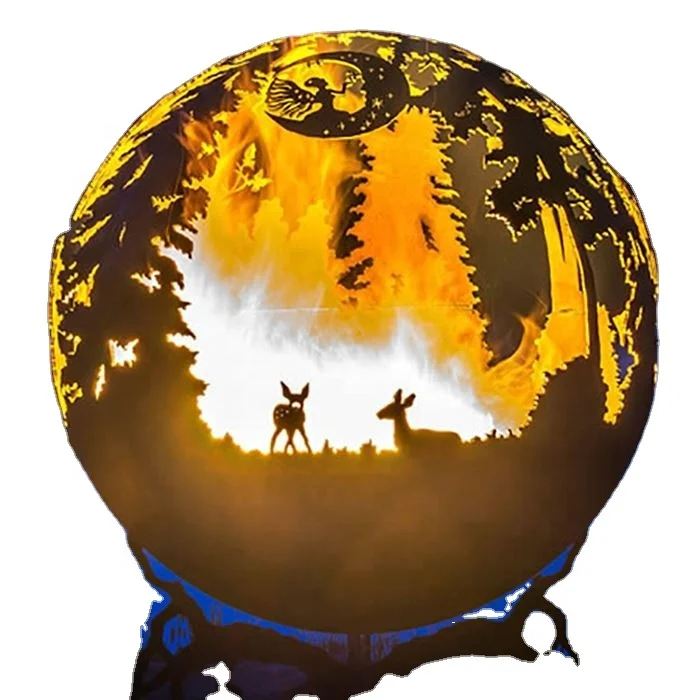 hand cut corten steel fire balls rust spheres outdoor garden orb hollow steel metal balls garden stainless fire pit