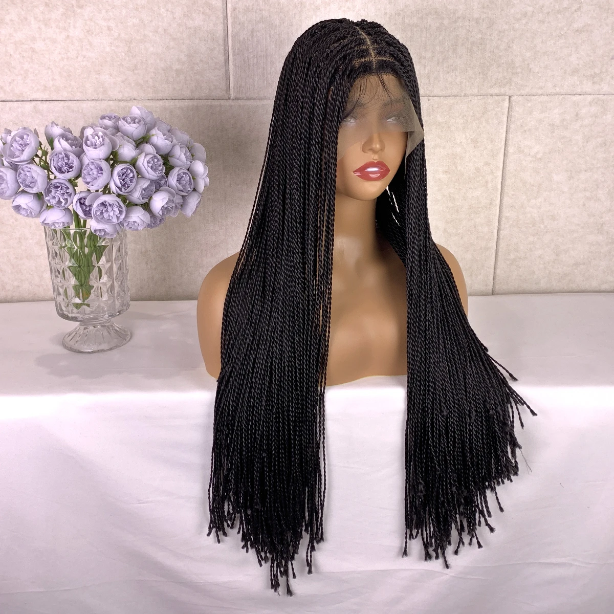 factory price braided wigs lace front, different styles african box braided wigs for black women