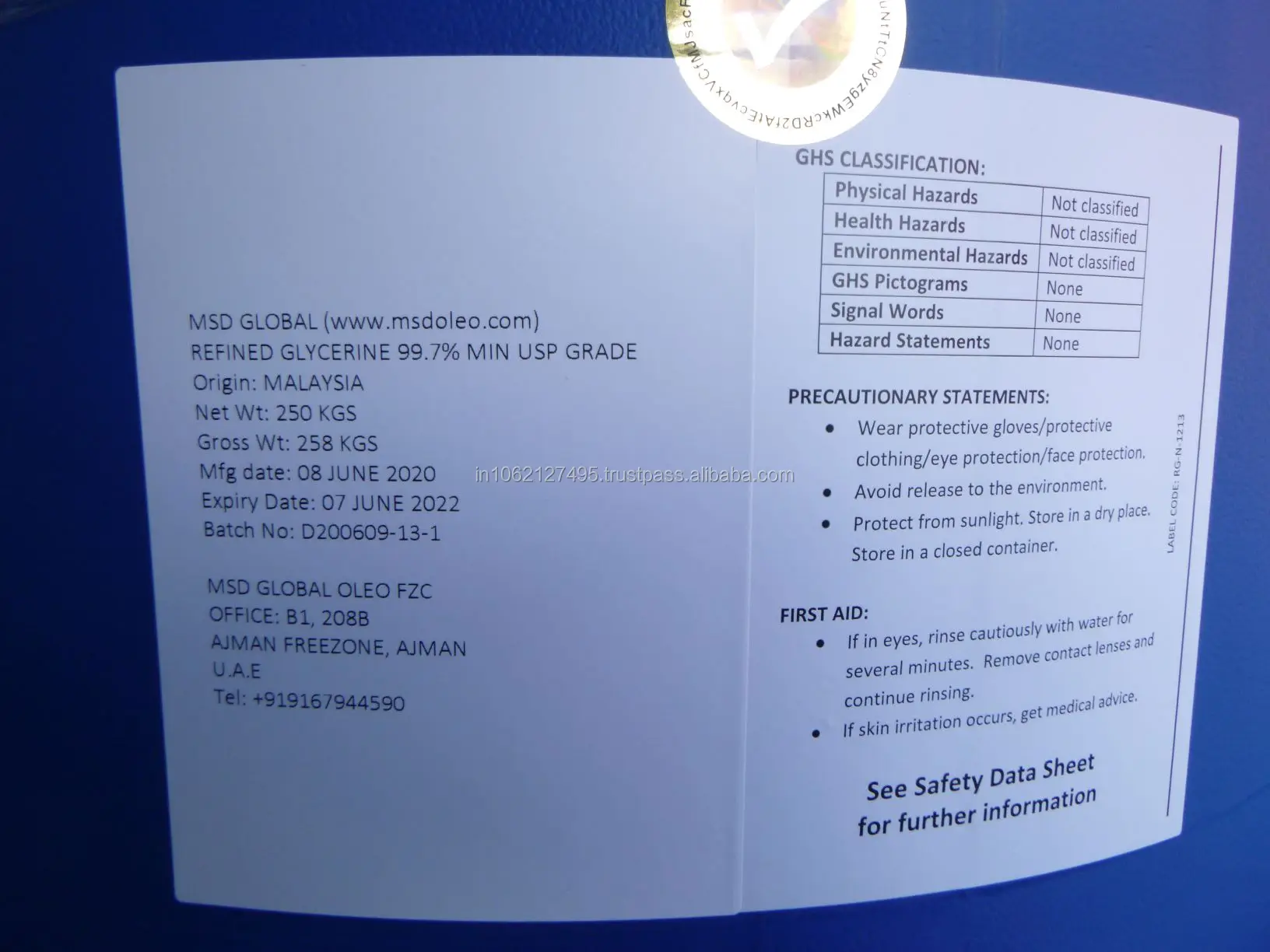 Glycerin refined 99.7%