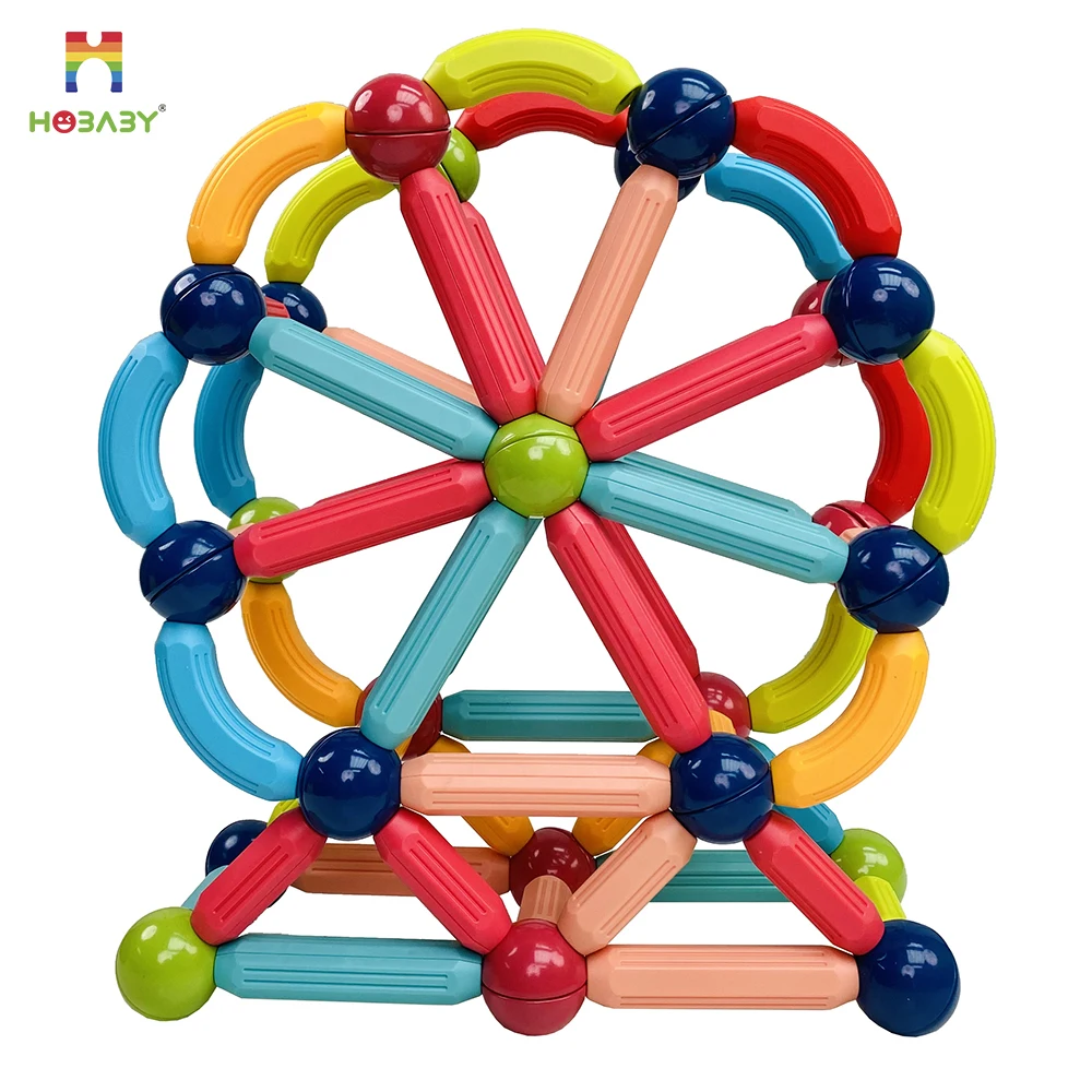 48pcs education 3D Colorful Plastic Magnetic Stick And Ball Toys For Kids