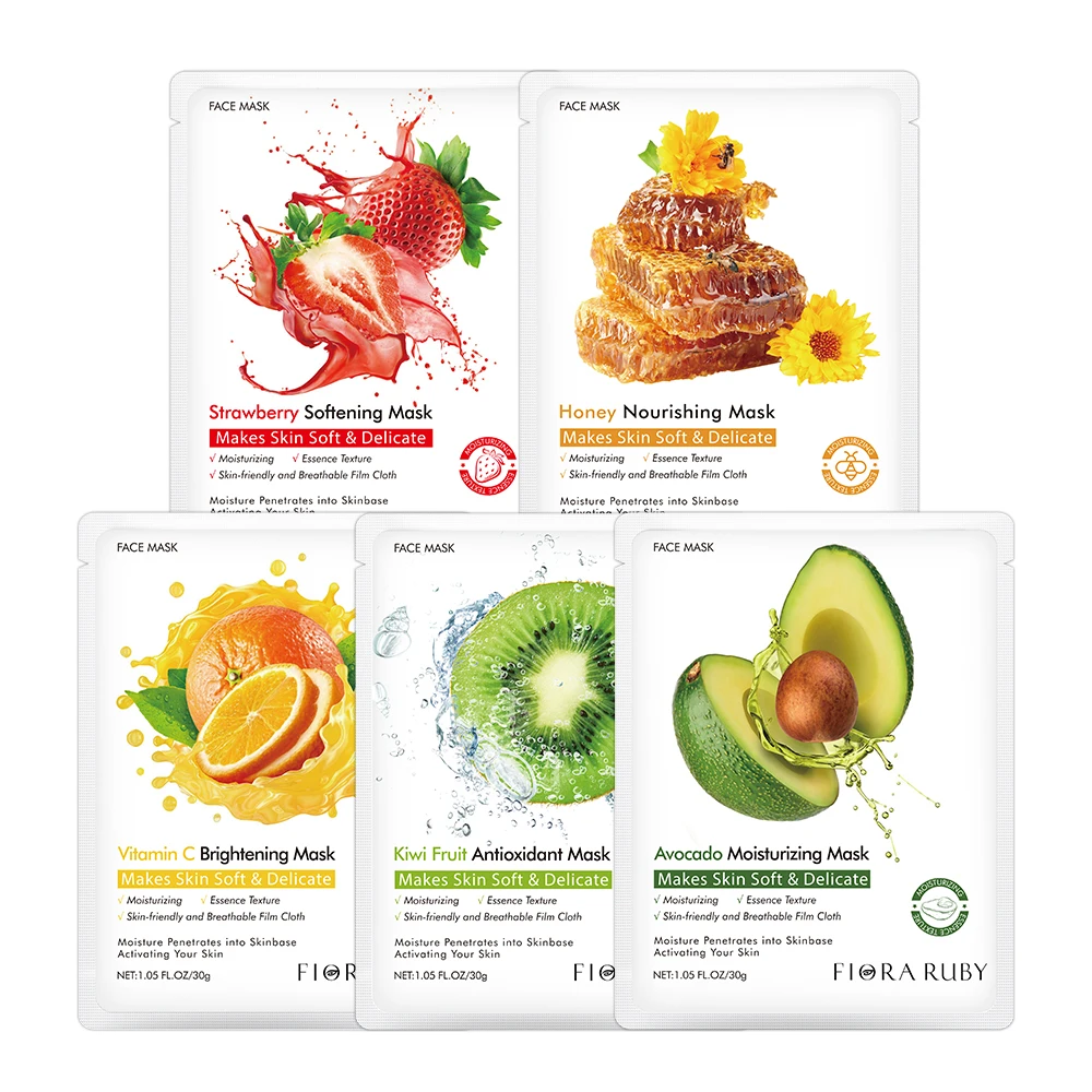 Facial Mask Skin Collagen Beauty Organic Moisturizing Fruit Plant Extract Rose Essence Face Mask
