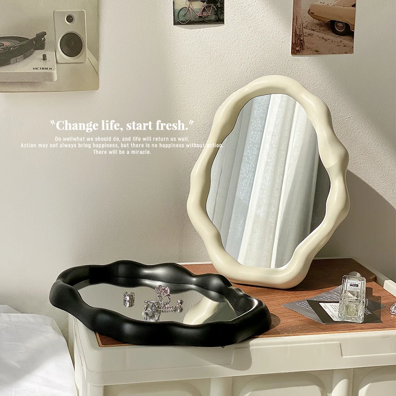 Makeup mirror cloud mirror desktop cream air ins student dormitory irregular dressing mirror