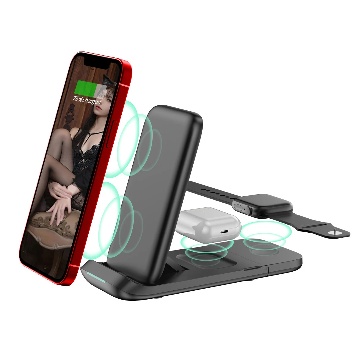 2023 New Trending Product Custom Logo Folding Fast Charging 15W 10W QC 3.0 High Quality Wholesale 3 in 1 Wireless Charger