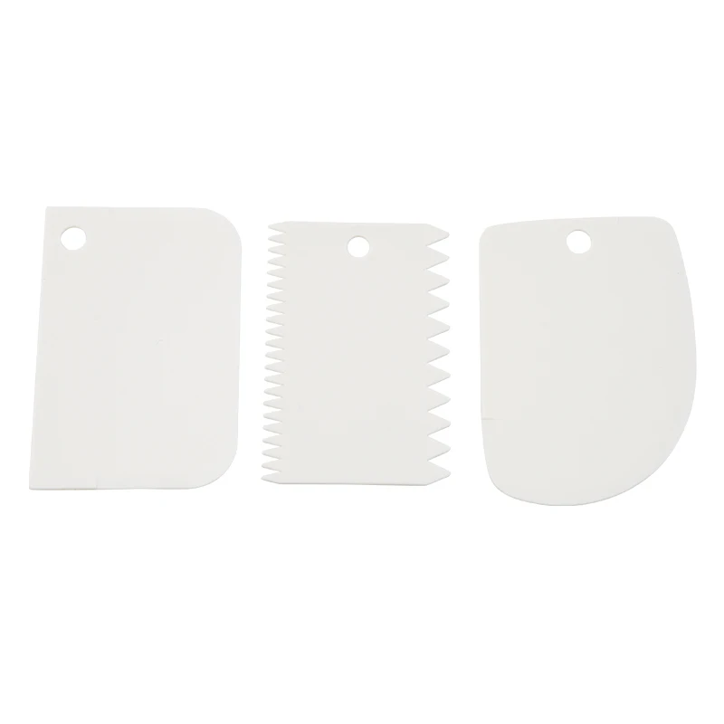 3-piece baking pastry tools plastic dough scraper cake comb cream scraper