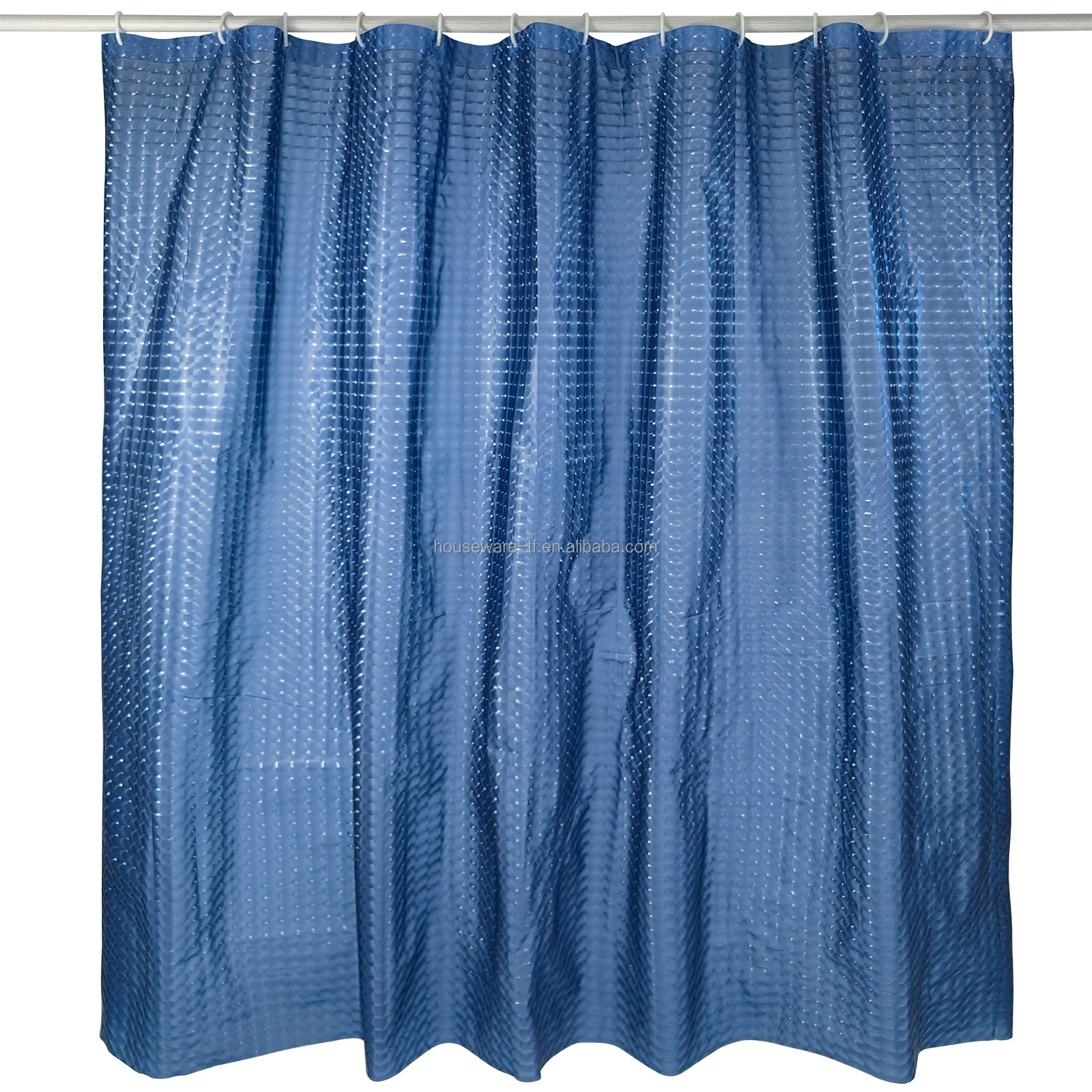 3D Crystal Plastic Dark Blue Shower Curtain Liner, 72x72 Inch 8G EVA Thick Hight Quality Ice Cube Plastic Bathroom Shower Liner