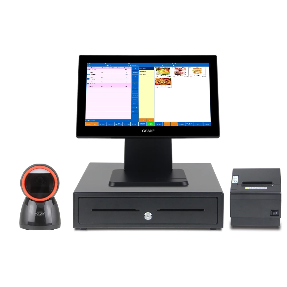 All In One 10 Point Capacitive Touch Screen Retail Terminal Pos System Machine Set With Barcode Scanner Printer