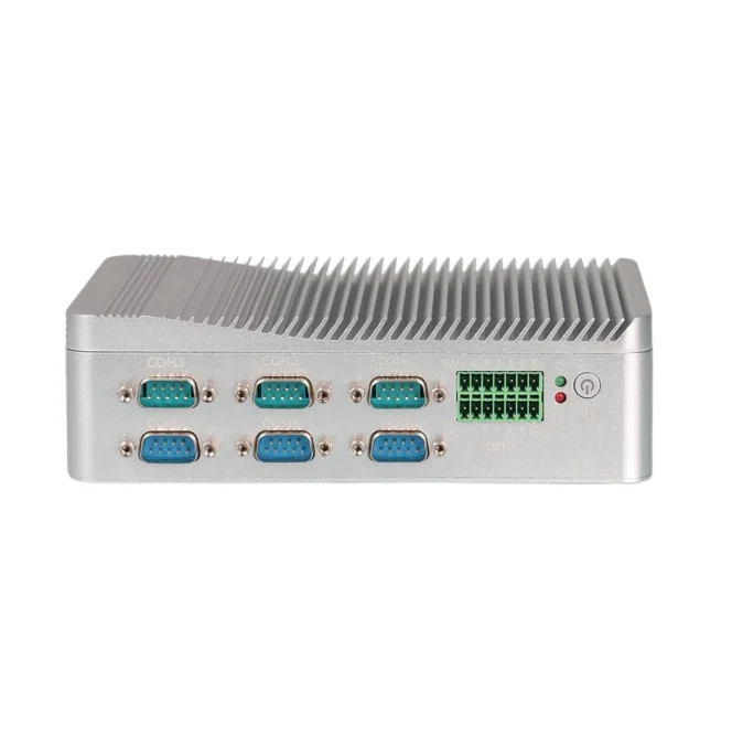 Fanless Box PC 6 COM RS485 Industrial computer J1900 support GPIO 2*RJ45 Giga Lan dual display Industrial computer pc