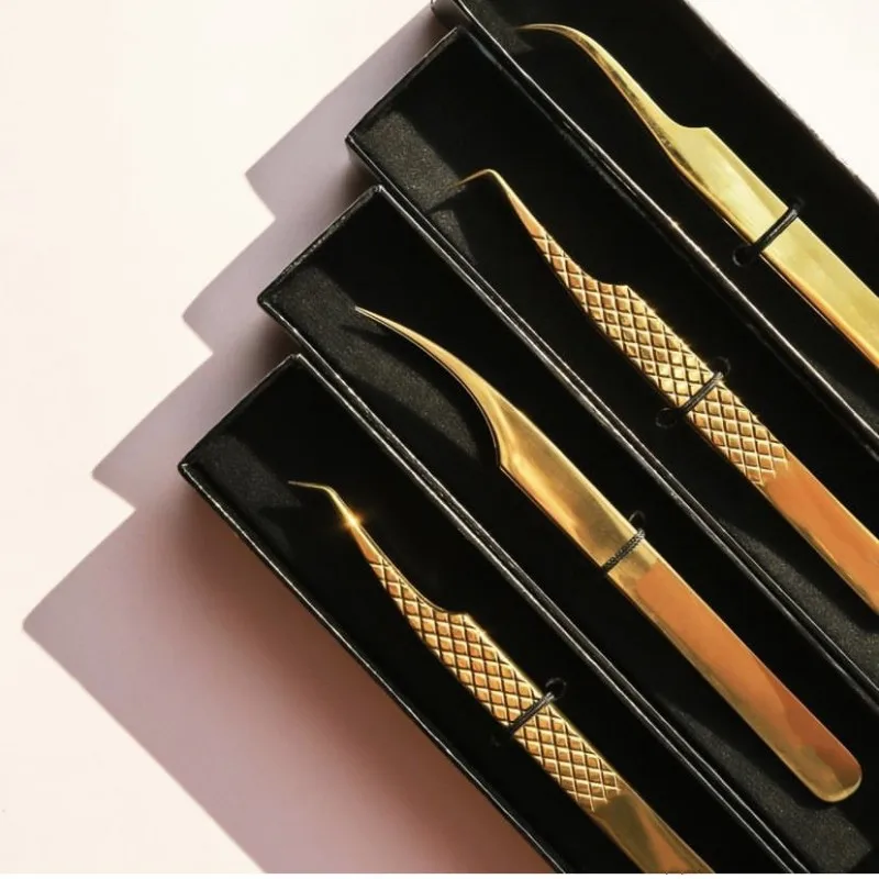 Free Custom Logo Lash Tweezers Fiber Tip Tweezers For Eyelash Extension 90 Degree Wholesale Private Label Stainless Steel